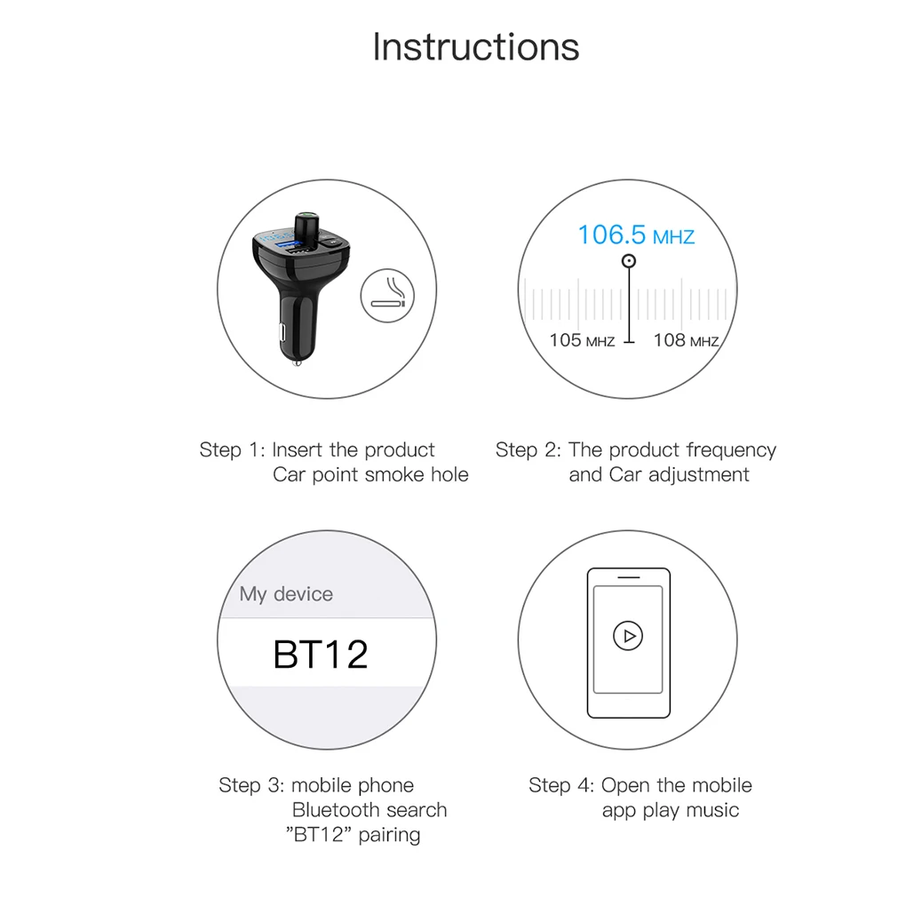 Bluetooth автомобильный комплект громкой связи fm-передатчик беспроводной музыкальный mp3-плеер двойной USB быстрая зарядка