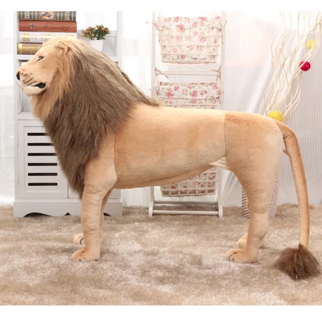 Huge Stuffed Toys Simulated Lion Large Plush Toys Children High Quality Lion Stand Christmas Gift Home Decoration 1.1m AA50MR