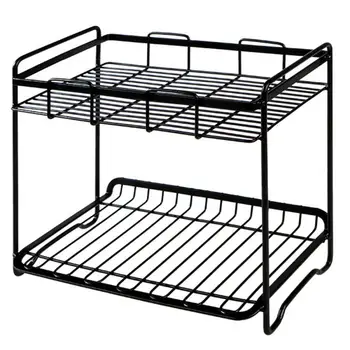 

Kitchen Home Double-layer Iron Storage Rack Floor Seasoning Shelf Bathroom Vanity Finishing Rack Rack