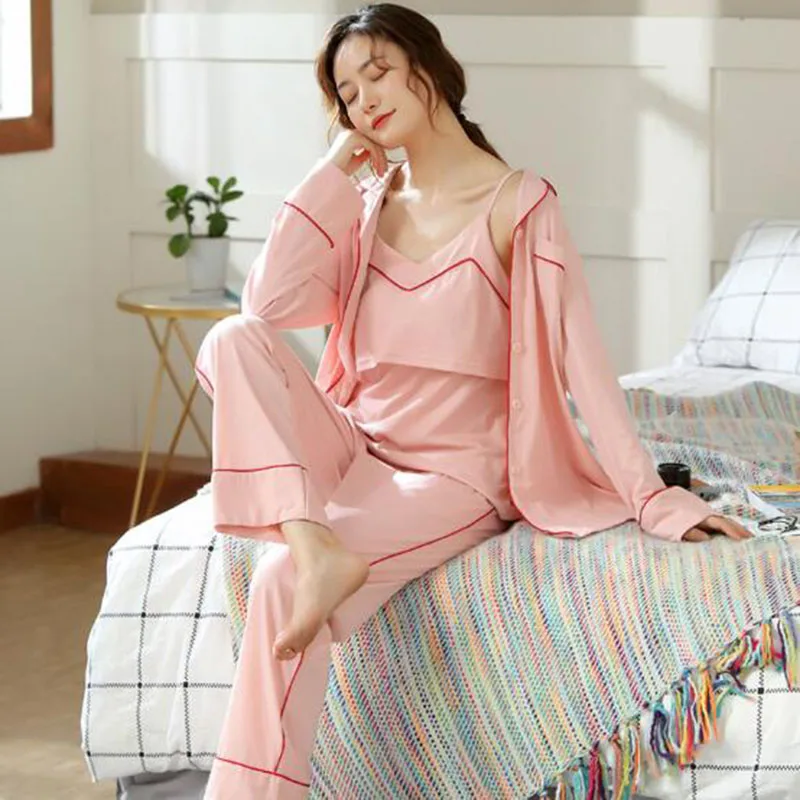 3 шт./компл. Пижама для беременных и послеродовой пижамы для беременных женщин костюм для кормления грудью Пижама для беременных Одежда для беременных