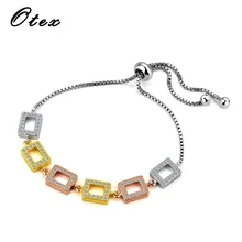 Роскошные прозрачные весенние элегантные милые Квадратные простые медные ключицы цепи темперамент трендовые женские браслеты Хип-хоп ювелирные изделия