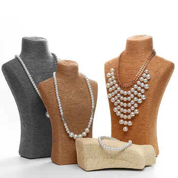 

S/M/L Hemp Rope PVC Jewelry Pendants Woman Rope Mannequin Necklaces Bust Stand Bust Jewelry Display Stand Shelf Holder Packaging