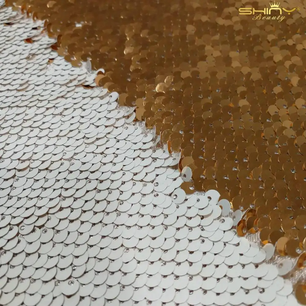 Sequin Fabric White 1 Yard Rose Gold Flippable Sequin Fabric by The Yard Glitz Backdrop 3 Feet Shin