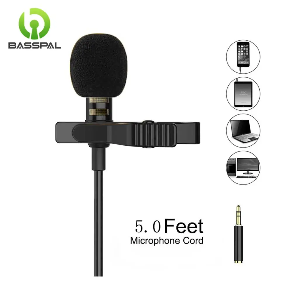 Петличный микрофон BassPal конденсаторный для iPhone iPad Mac смартфонов на Android с
