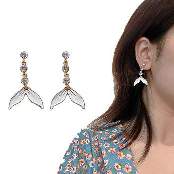 

Fish Tail Shape Simple Earrings Pendants For Women 925 Sterling Silver Versatile Earring Fine Jewelry 2020 Christmas Gifts
