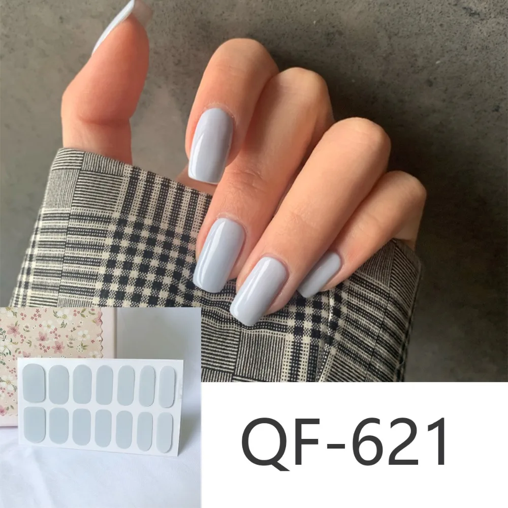 14tips/sheet Milk Heart Nail Wraps Polish Decals Strips Jump Cross Color Glitter 3D Adhesive Full Nail Art Stickers Matte Nails