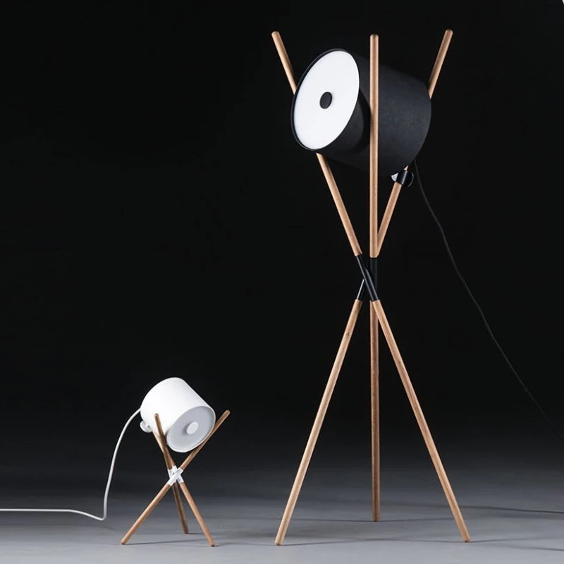 

Wood Black/White Modern Simple Floor Lamp Nordic Living Room Home Deco Led Floor Lighting Luxury Bedroom Study Standing Fixtures
