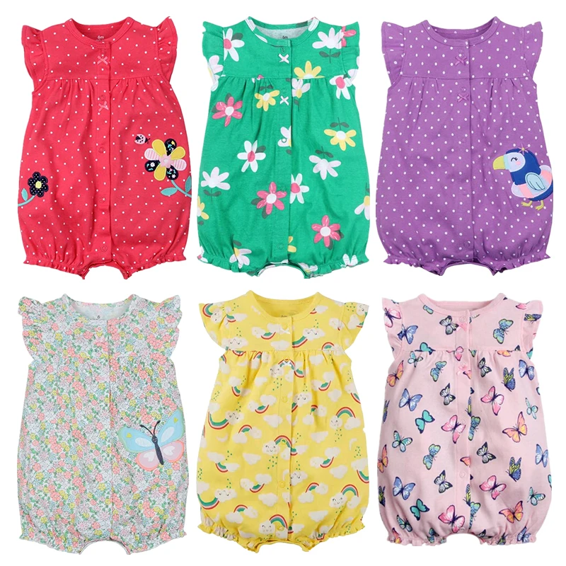 Lot De 3 Grenouillères Bébé Fille Manches Courtes - 100% Coton, Pour 0-18 Mois, Unisexe