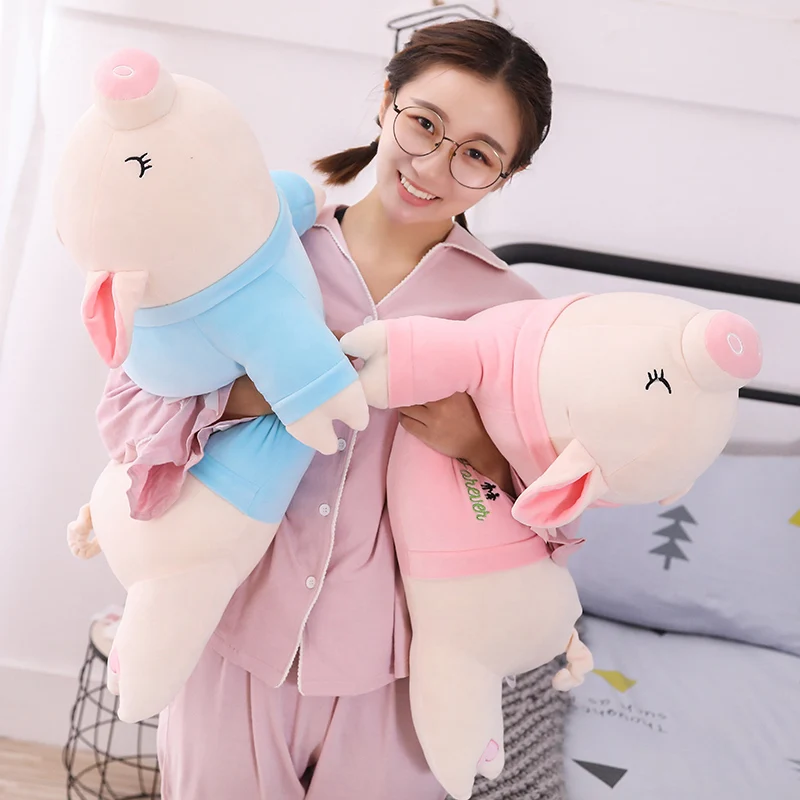 Игрушка в виде Свинки Мягкая Плюшевая Кукла, розовый, голубой, игрушки "Свинка" Love You лежа утешительное Plushie друг Плюшевые игрушки подарок для девочек 60/80 см