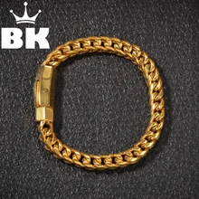 8 мм браслет из нержавеющей стали в стиле панк, США, Франко, золотой цвет, изогнутая цепочка, ювелирный браслет мужской оптом