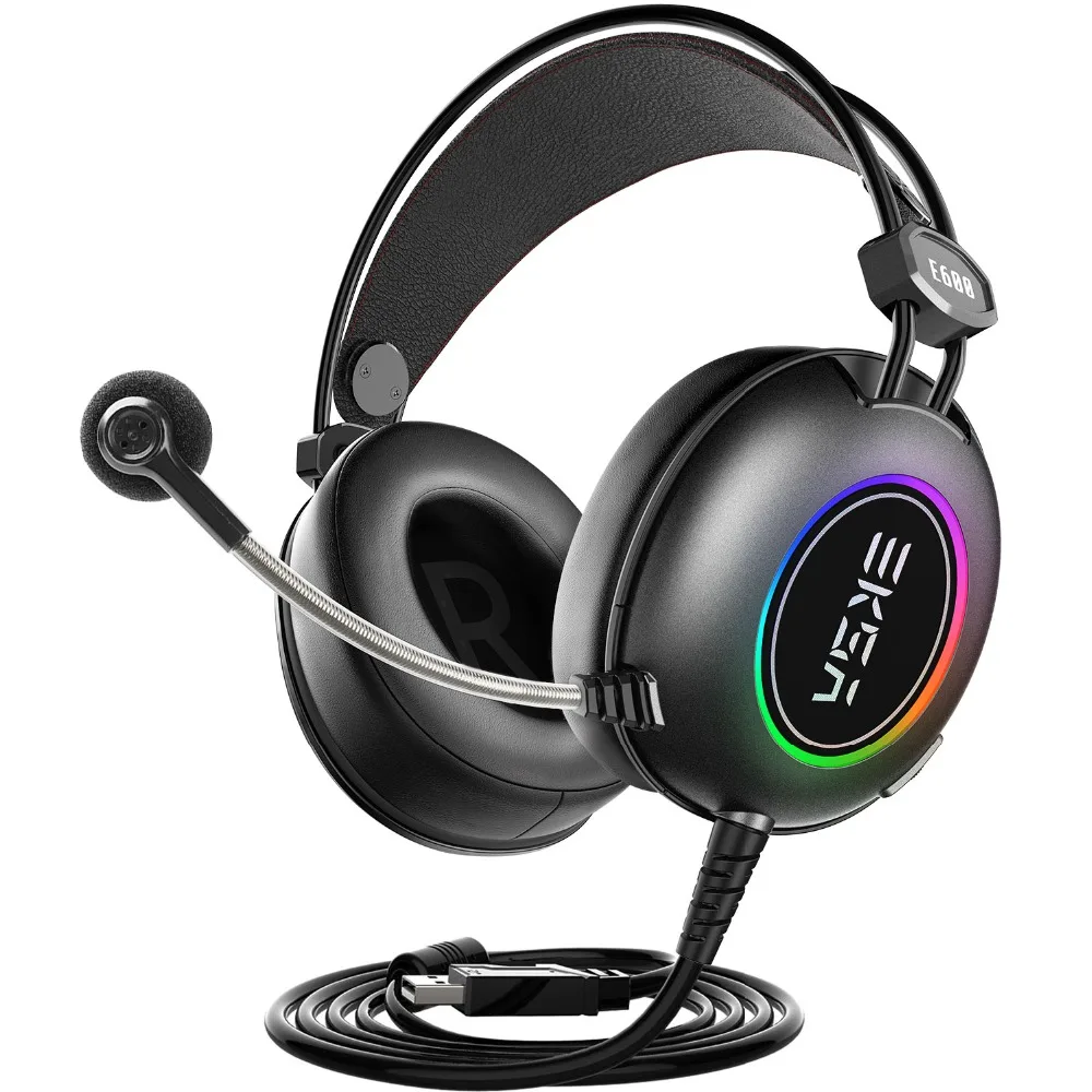 EKSA Virtual 7,1 Игровые наушники 50 мм неодимовый драйвер с шумоподавлением Микрофон RGB Flash led игровая гарнитура для ПК/Xbox/PS4