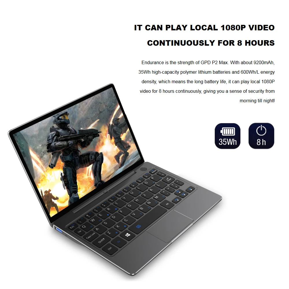 GPD P2 MAX 8.9 Inches Mini Laptop Tablet PC Windows 10 Intel Celeron 3965Y Notebook 8GB 256GB 2.4G&5G WiFi BT 4.2 Touch Control