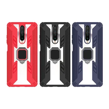 

50pcs/lot Armor Shockproof Transparent Clear Phone Back Case For Xiaomi CC9 Pro Note 10 For Redmi K30 Note 8T Car Holder Ring
