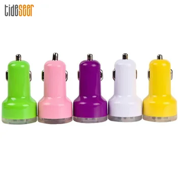 

300pcs Mini Dual USB Car Charger 2 Port Cigarette Lighter 2.1A Fast Car-Charger 12V Power Adapter for Mobile Phone Tablet GPS