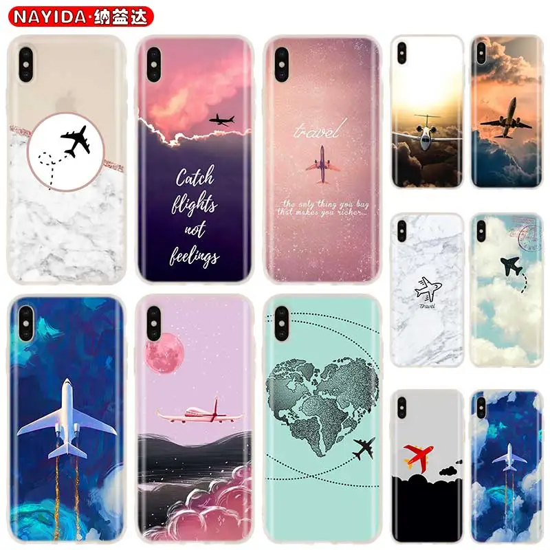 Мягкий чехол из ТПУ для iPhone 12 Mini 11 Pro XS Max XR X 8 7 6 Plus 5S SE S самолета летающего