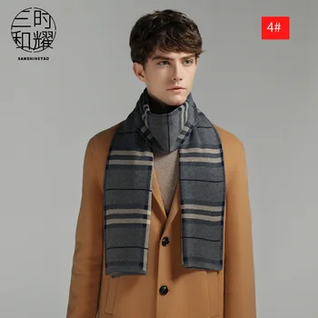 

2020 Fall/winter new Men Leisure Scarf Simplicity Lattice Solid colors All right Fashion Warmer wool collar scarf boy scarf