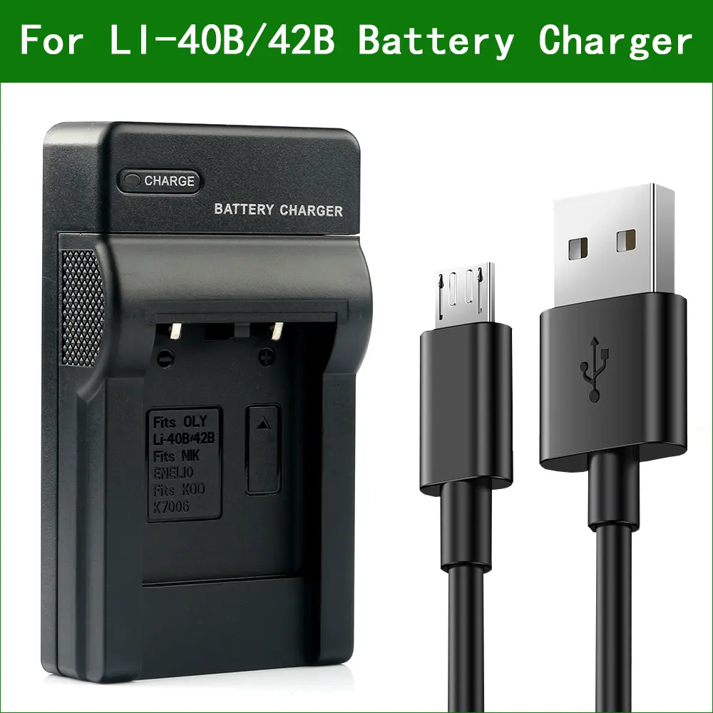 BTBAI – Chargeur USB Pour Batteries LI-40B / LI-42B (Olympus, Stylus, Tough…) – Avec Câble Micro USB