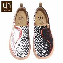 UIN/парусиновая обувь с художественным рисунком для женщин; повседневные Лоферы без шнуровки; женская обувь для путешествий; Легкие уличные мягкие кроссовки