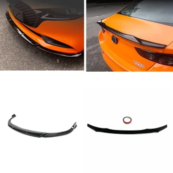 

Front Spoiler + Rear Trunk Spoiler Trim For Mazda 3 Axela 2019 2020 Glossy Black