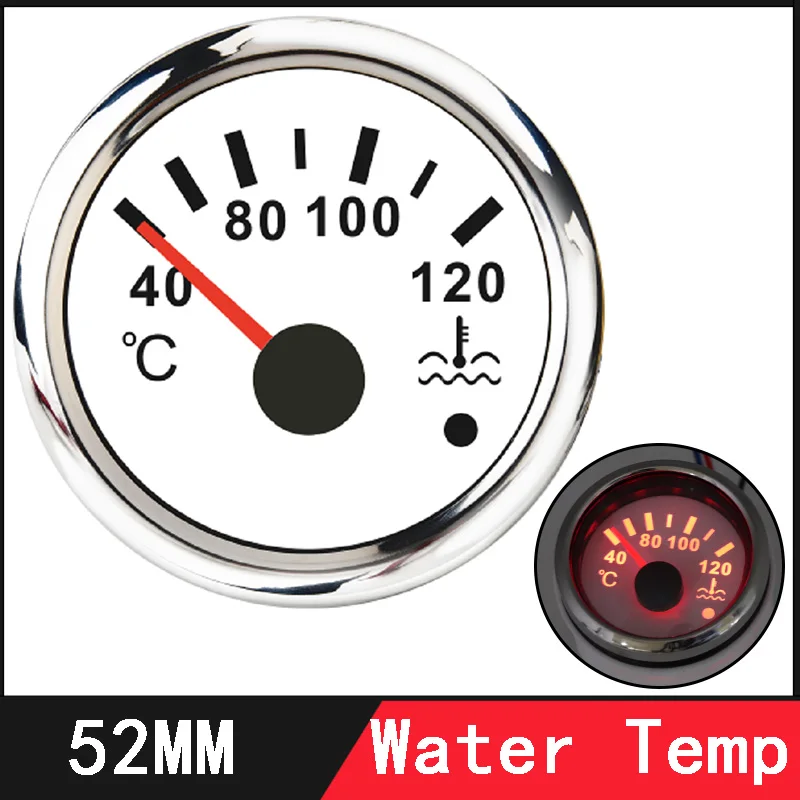 52mm Marine Car Boat Water Temperature Gauge Temp Pointer Meter 40-120℃
