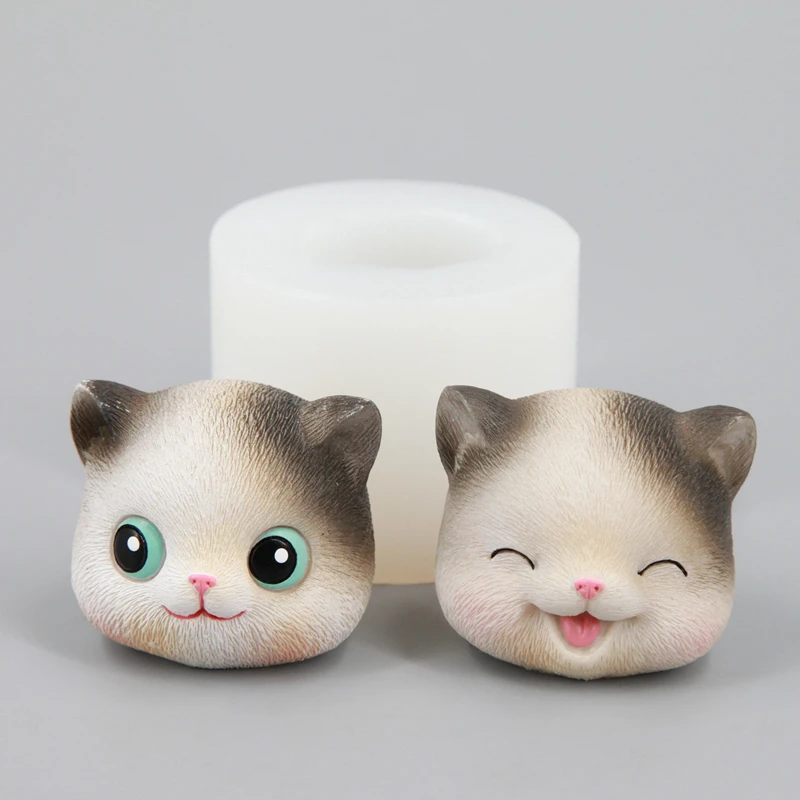 

Cute Cat Shape 3D Silicone Fondant Mold Aromatherapy Plaster Gypsum Mould For Car Decor Cake Chocolate Molds