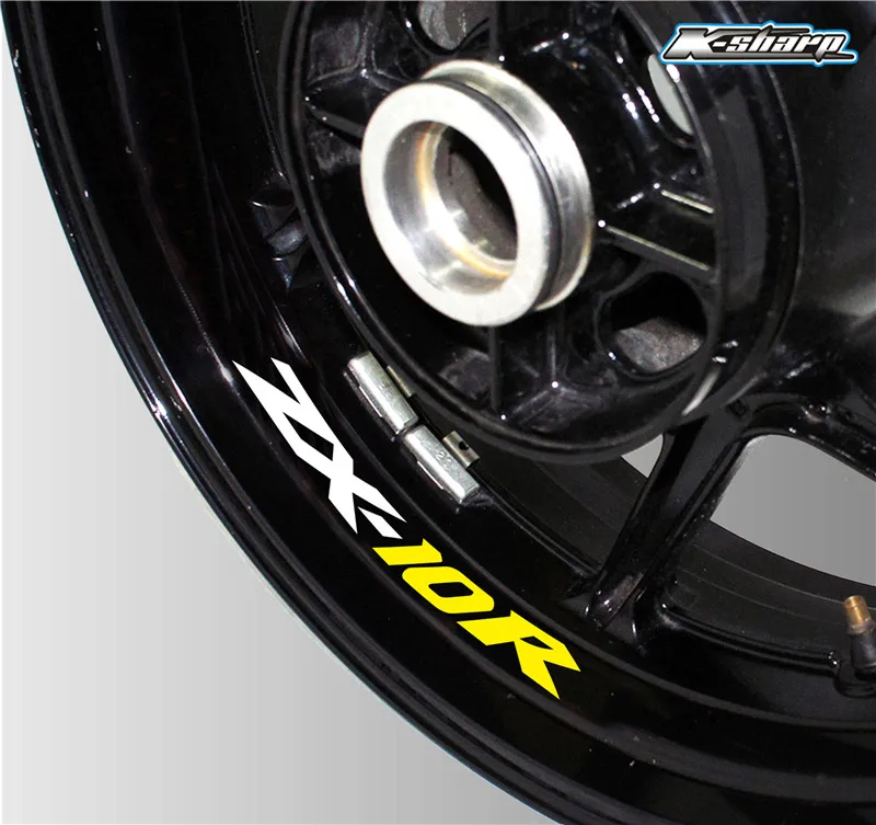 K-LQT-ZX10R-10 Новые Пользовательские колеса внутренний круг логотип украшения наклейки светоотражающие наклейки для KAWASAKI zx 10 rпередние и задние наклейки ZX-10R - Цвет: K-LQT-ZX10R-10