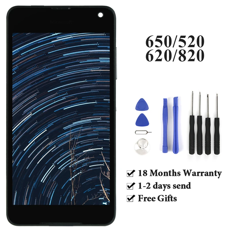 Дисплей с тачскрином в сборе для Microsoft Nokia Lumia 650 520 сменный ЖК-экран рамкой 620 820 |