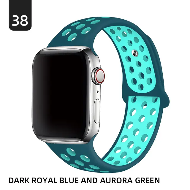 Silicone Strap For Apple Watch band 40mm 44mm 38mm 42mm 44 mm Rubber watchband smartwatch bracelet iWatch series 3 4 5 6 se band Blue Aurora Green