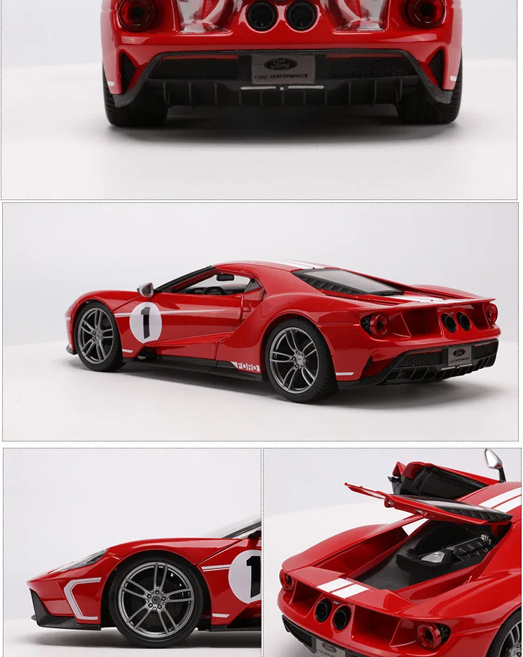 1:18 Высокая литая модель машины Модель Ford GT Модель машины из сплава Модель автомобиля для детей Подарки