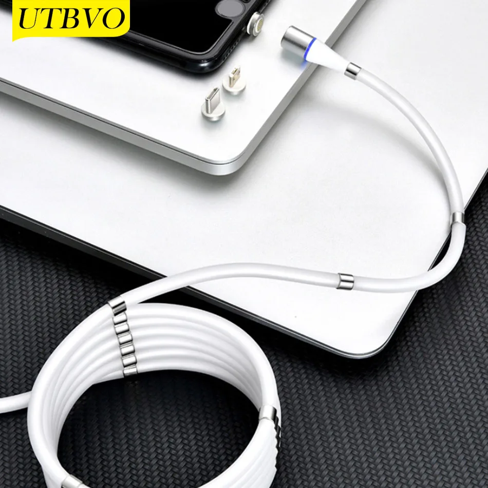

UTBVO Magnetic Charger Cable 3 in 1 Cable Micro USB Type C USB C Lightning with LED Light Phone Charging Cord for Smartphone