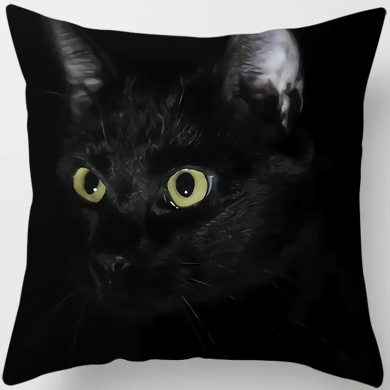 seat cushions Black cat printing square pillowcase, home decoration, car sofa cushion cover 45*45cm outdoor chair cushions