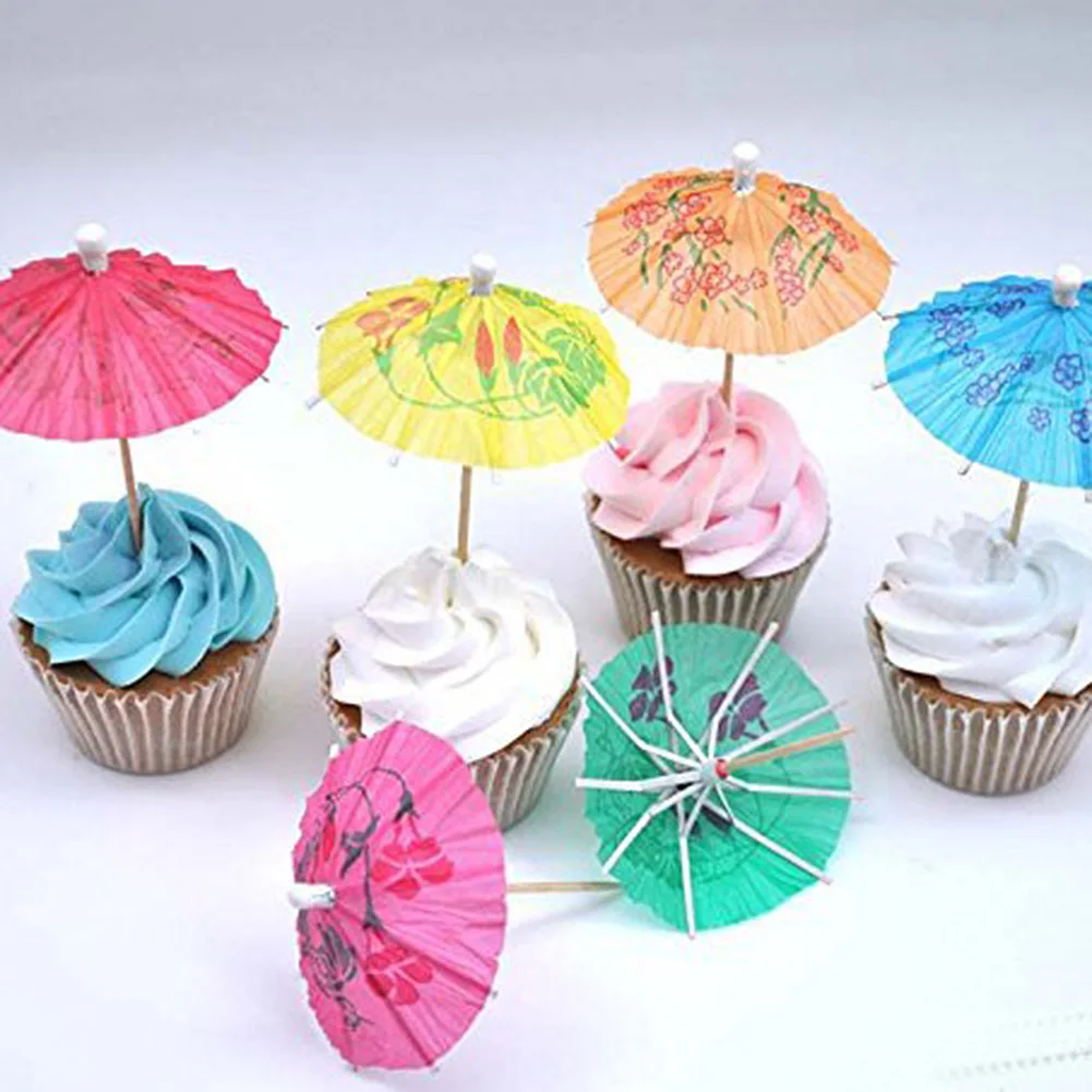 

10pcs Drink Accessory Umbrella-shaped Bamboo Sticks Snack Cake Fruit Cocktail Sign Umbrella Sign Dinner Party Decoration
