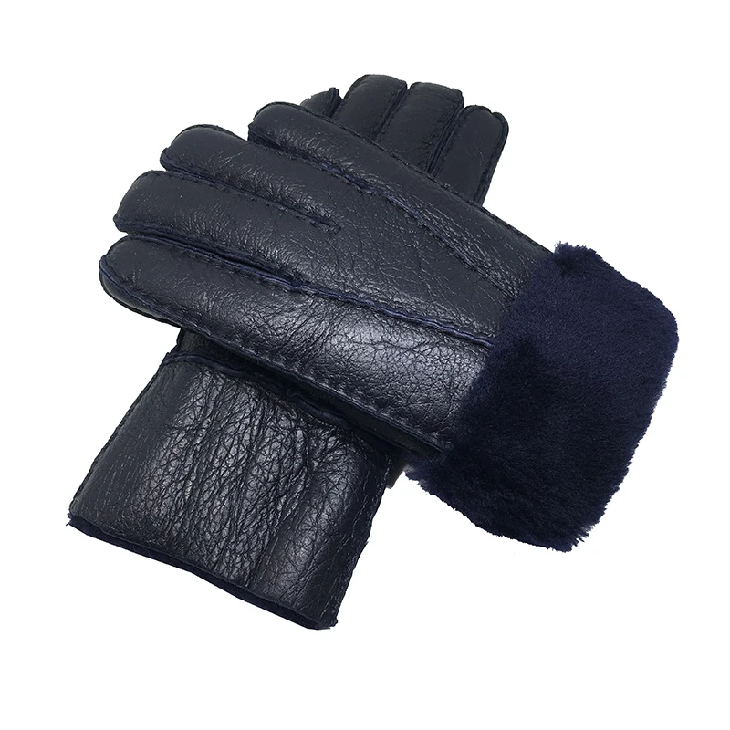 Для мужчин перчатки зимние теплые из натуральной овечьей шерсти, лидеры продаж перчатки для Для мужчин Термальность козьей шерсти меховая