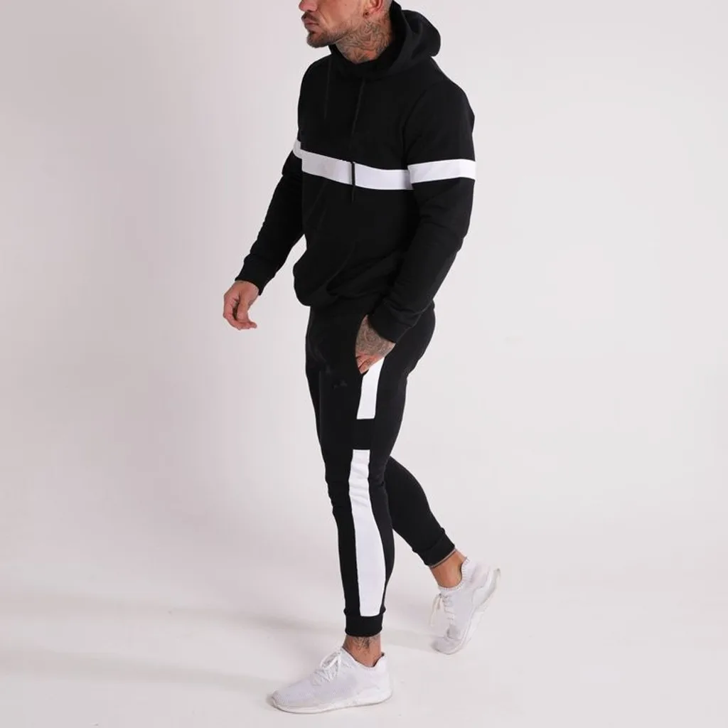 

Brand Clothing Men's Casual Sweatshirts Cotton Men bodybuilding tracksuit Hoodies + Pants Street wear Autumn Winter jogger set