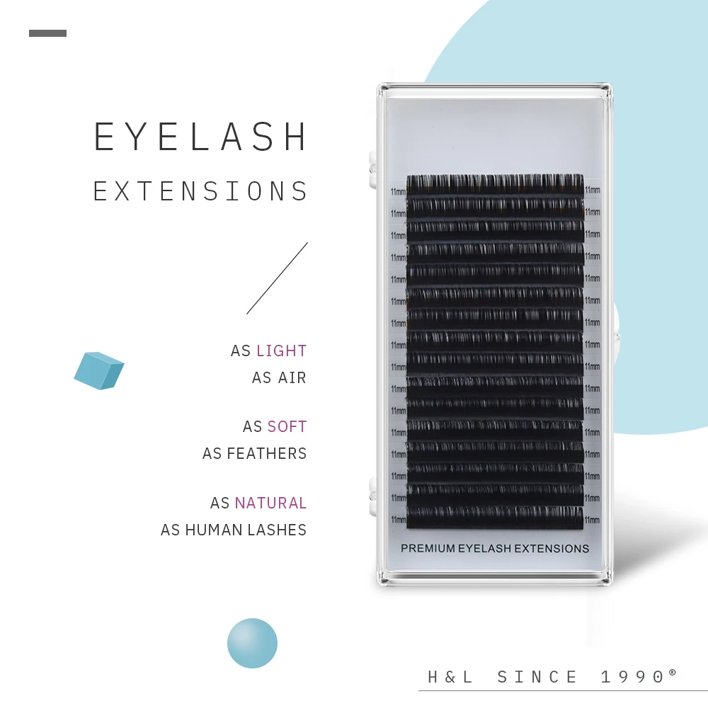 H&L SINCE 1990 16Rows 0.12 thickness individual eyelash lashes maquiagem cilios for professionals soft mink eyelash extension