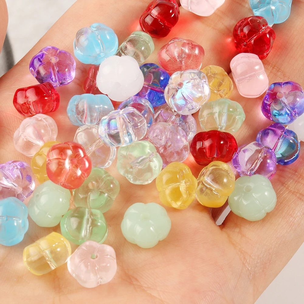 

10x6mm AB Color Pumpkin Shape Lampwork Czech Glass Spacer Beads for Diy Bracelet Necklace Handmade Jewelry Making Accessories