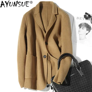 

AYUSNUE Double-sided Wool Coat Men Korean Woolen Jacket Spring Autumn Overcoat Mens Coats Casaco Masculino D-01-1803 KJ3008