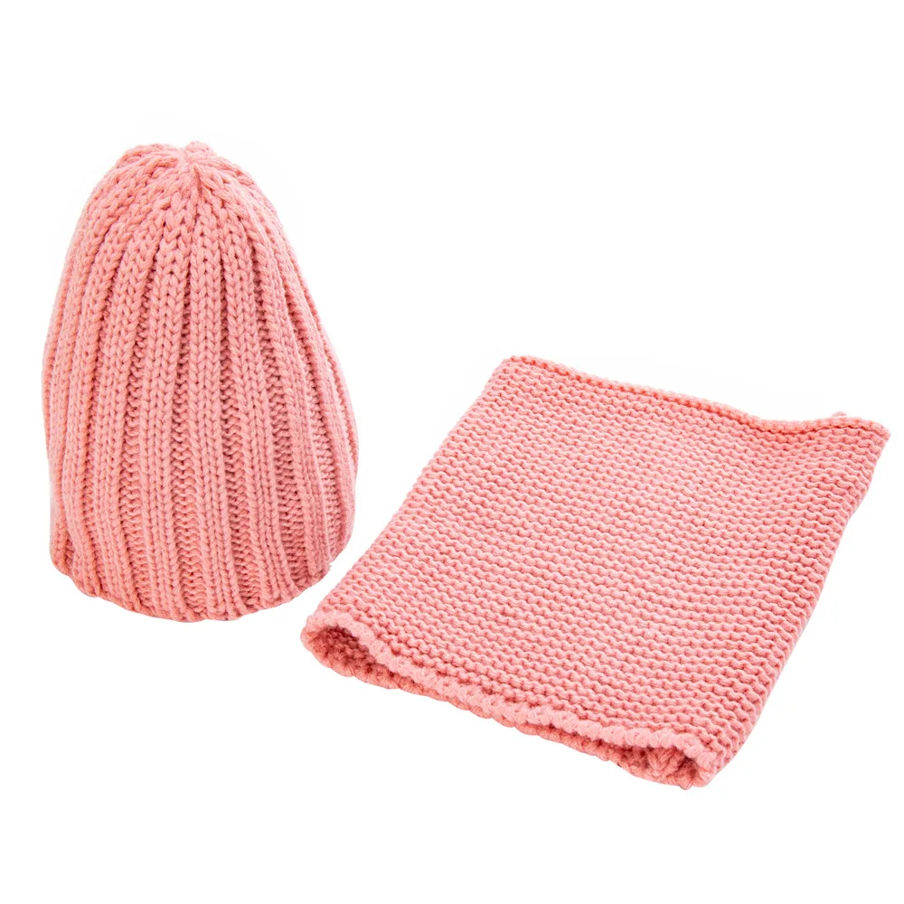 Комплект из двух предметов; Комбинированная модная теплая вязаная шапка для мальчиков и девочек 0-3 лет; бархатный нагрудник в Корейском стиле; зимний тренд