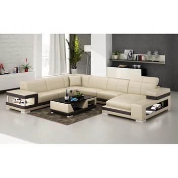 

Combination living room sofa massage music player USB cow leather sofa set
