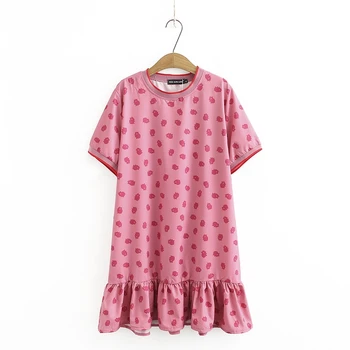 

Plus Size Women's XL-4XL Round Neck Summer Dress Casual Short Sleeve Cute Printed Mini Dresses