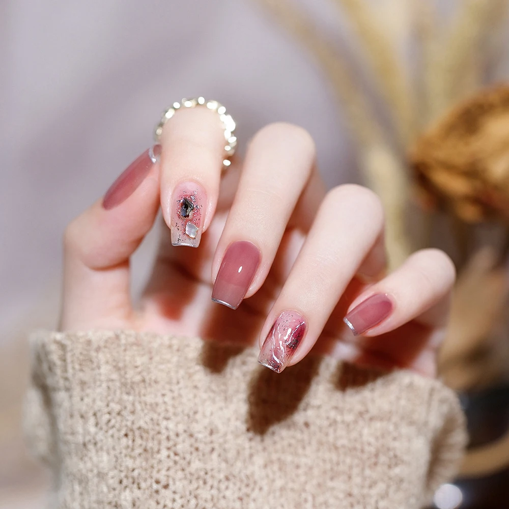Vendeeni 카라멜 푸딩 시리즈 반투명 젤 매니큐어, 크리스탈 젤리 젤 바니시, UV 흡수 젤 래커, 15ml, 18 색