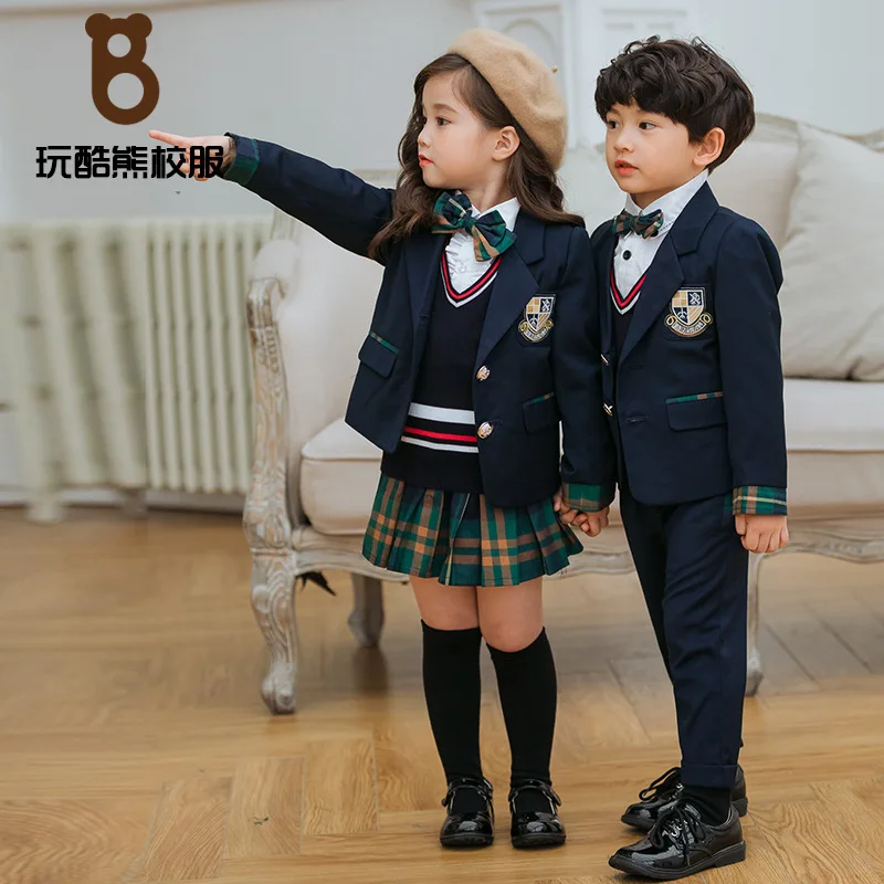 

Kindergarten Suit Spring And Autumn British Style Men And Women Children Small Suit Set Young STUDENT'S School Uniform Children