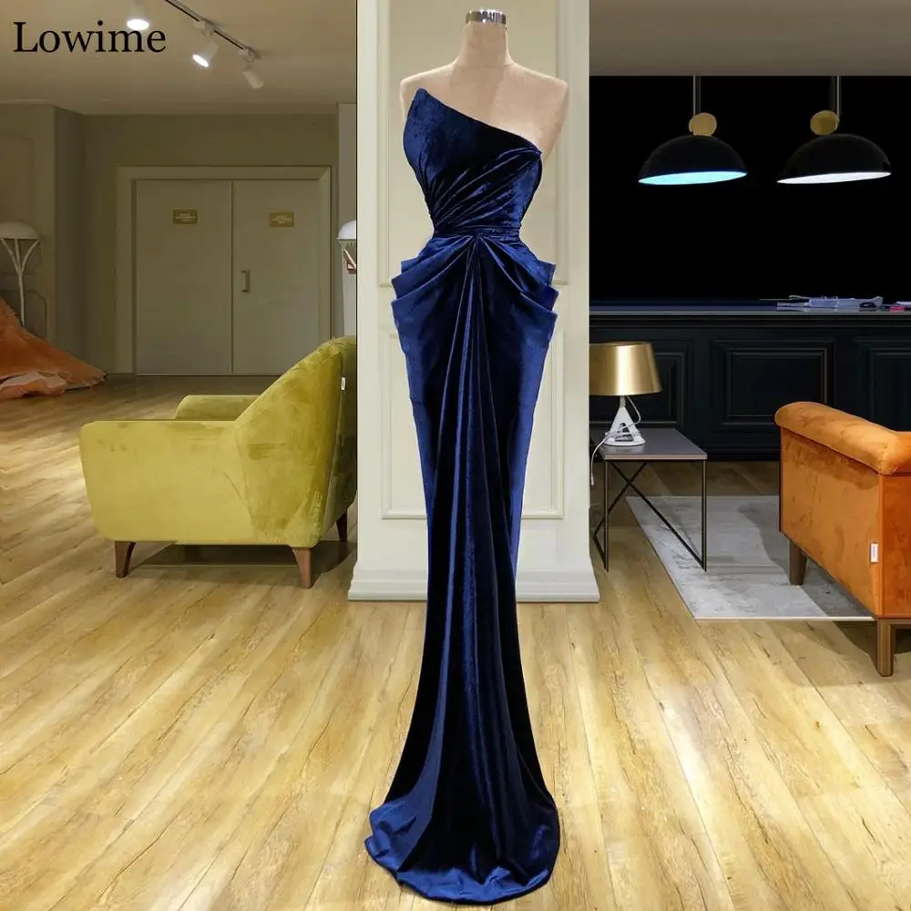 New Elegant Velvet Long Prom Dress 2020 Mermaid Strapless vestido de festa Simple Evening вечернее платье Caftan Gowns | Свадьбы