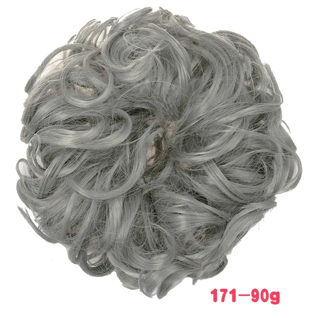 MERISIHAIR Synthetic Girls Curly Scrunchie Chignon With Rubber Band Brown Gray Hair Ring Wrap On Messy Bun Ponytails 90g-171