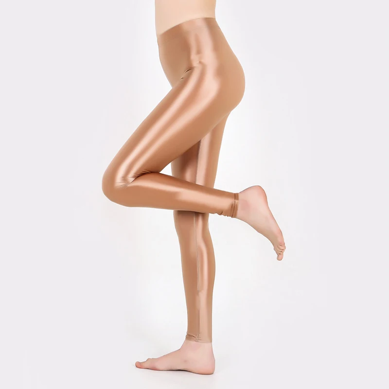 Hot Selling Women’S Shiny Leggings Female Solid Color Seamless Skinny Thin Full Ankle Length Leggings Elasticity Pant Trousers