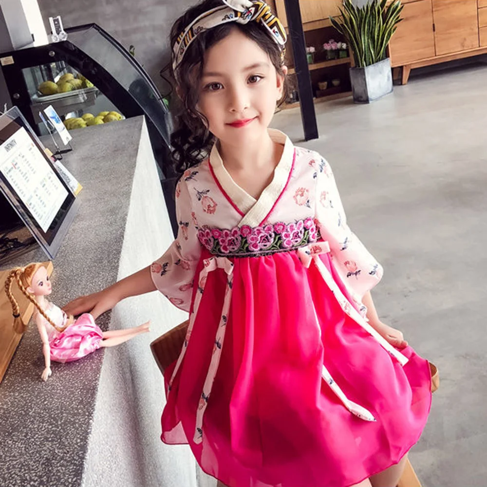 

Girls Hanfu Children Traditional Ancient Chinese Festival Outfit Folk Dress Kids New Tang Fairy Dress Dance Costumes