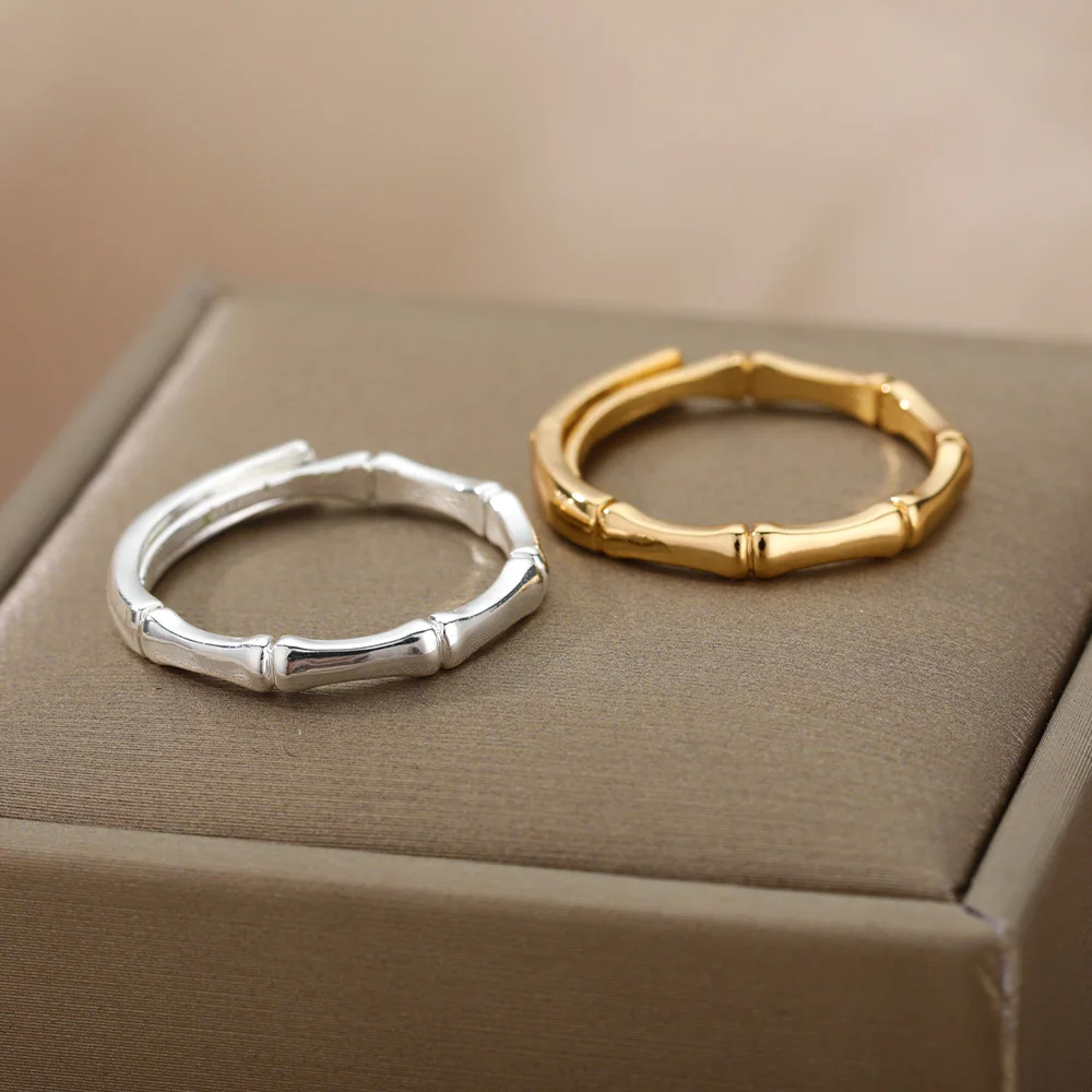 Stainless Steel Bamboo Joint Rings Engagement Wedding Ring Jewelry For Women Men