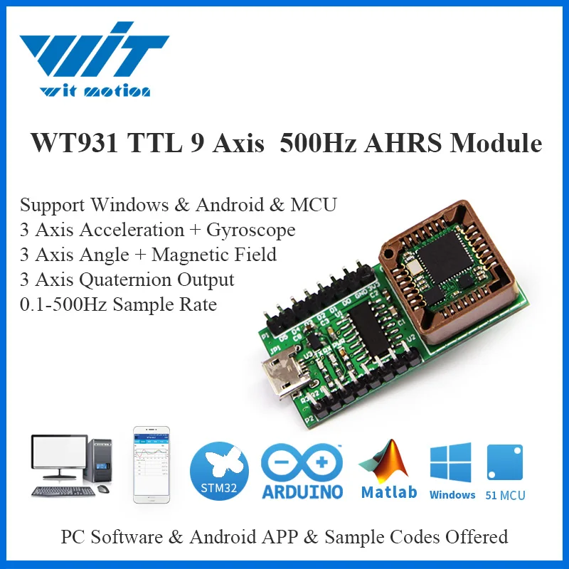 WitMotion WT931 с частотой до 500 Гц сенсорный экран AHRS Ру 9 осями угол + акселерометр гироскоп магнитометр для