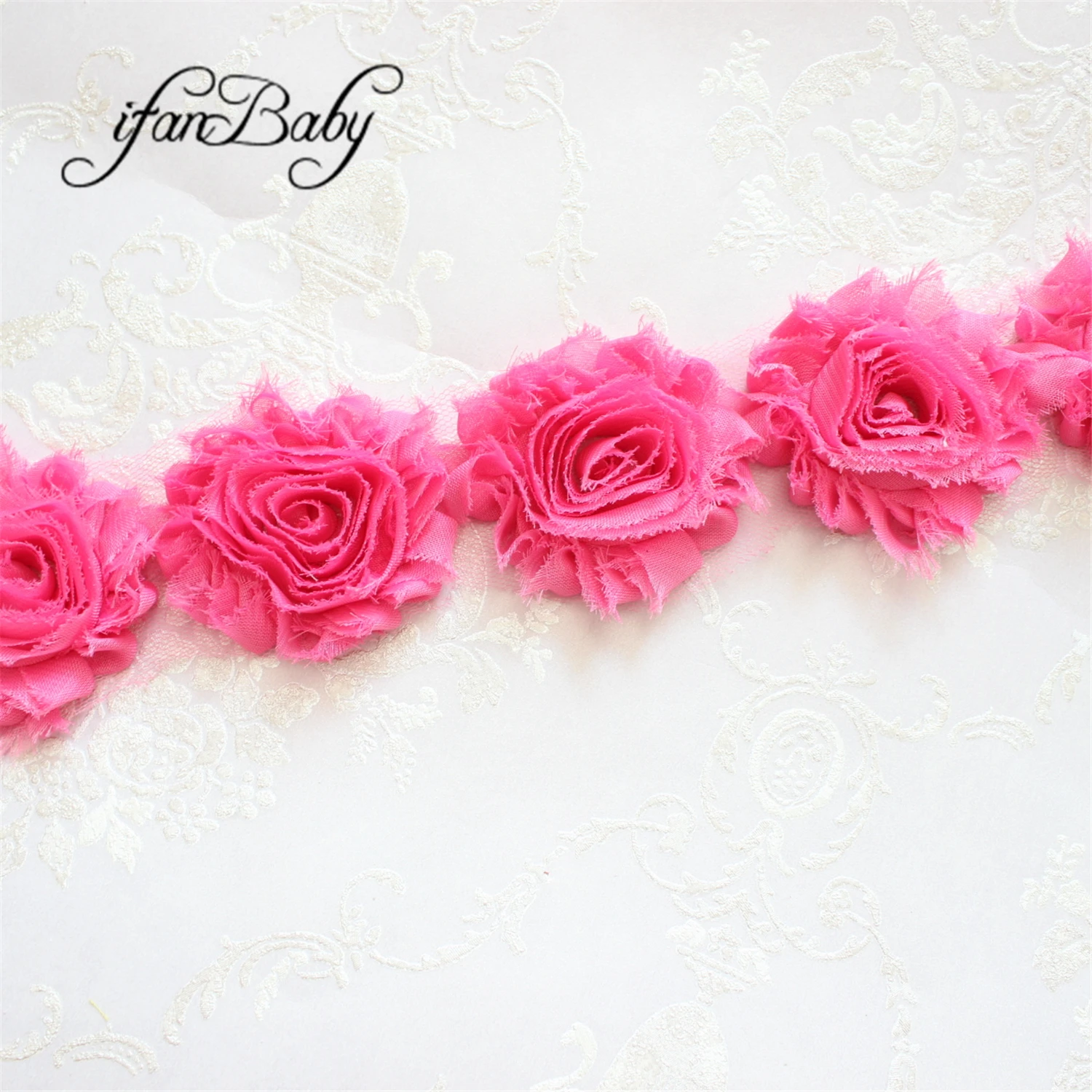 Haarschmuck aus Stoff, Chiffon, Rosenblüten, 2,5 Zoll, schäbige, ausgefranste Blumen – Detail 28