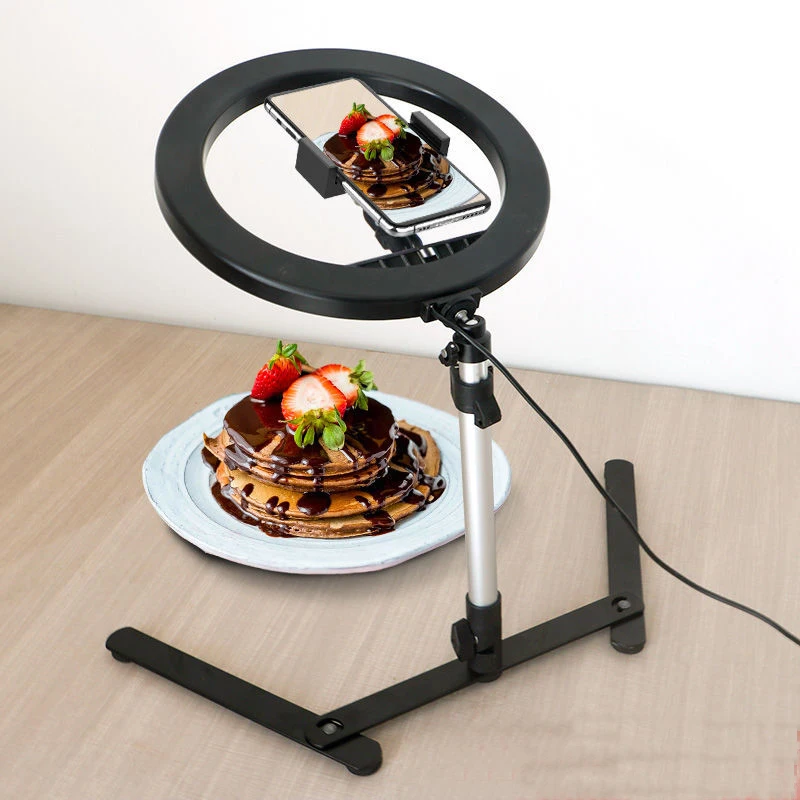 Desktop Overhead Tripod for Video Shooting with Led Ring Light Lamp